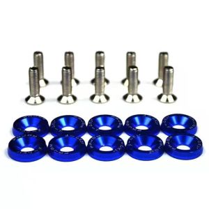 10pcs/Pack M6 JDM Style Fender Washers Aluminum Washers And Bolt For Honda Civic Integra Gasket plate screws Alloy Washers And Steel Bolts Integra Gasket