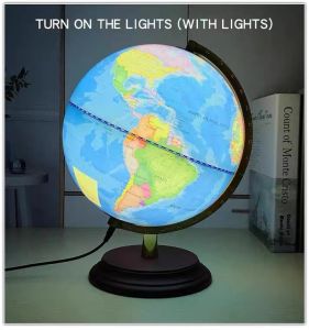 32cm Dia LED Luminous Teachinig Globe light World Earth Globe Map Geography Educational Toy With Stand Office Desktop Decor