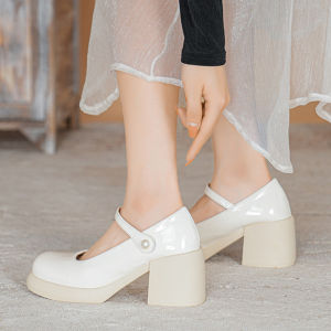 ฤดูใบไม้ผลิ Designer ผู้หญิง Mary Jane รองเท้าแฟชั่นตื้นสุภาพสตรี Elegant รองเท้าส้นสูง Street สไตล์ผู้หญิงปั๊มรองเท้า