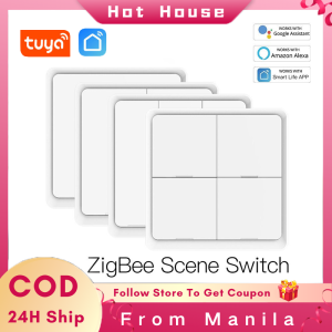 4 Gang Smart Scene Switch 12 Mode Scenes Operated Wire-Free Switch Works with Smart App Smart Life Tuya App Phone Control