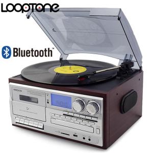 LoopTone 3 Speed Bluetooth Vinyl Record Player Vintage Turntable CD&Cassette Player AM/FM Radio USB Recorder Aux-in RCA Line-out 220~240V
