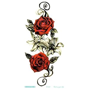 Tattoo Temporary Tato Temporer Tahan Air Anti Air Motif Mawar Merah Darah Panjang Seri Motif QC 667 Bisa Dihapus - tato temporer - arm temporary tatto - tato temporary - tato body art - tato custom tubuh