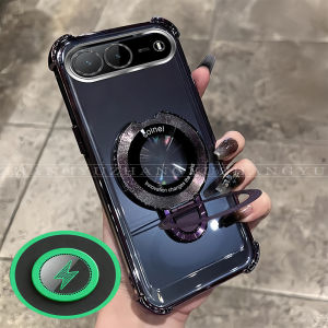 Transparent Magnetic Shockproof Phone Case For Infinix Hot 60I 5G SPARK GO 5G Phone Case Strong Magnetic Fast Charging + 360° Support + Air Cushion Shockproof Three-In-One