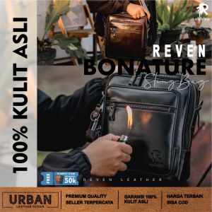 Tas Selempang Pria REVEN BONATURE SLING BAG Kulit Sapi 100% Slingbag Cowok Distro Keren Terbaru