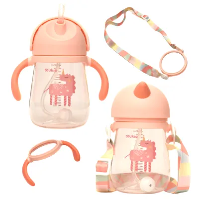 Tritan Sippy 360 Weighted Straw Cup For Toddlers | BPA Free Leak Proof Baby Trainer Water Bottle with Handles for Children | Kids Training Spill Proof Transition Spout