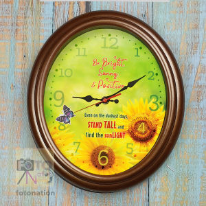 Chiming Melody Wall Clock with inspirational message SUNFLOWER DESIGN ang MOVING BUTTERFLY. Perfect gift idea. Hourly melody alarm clock