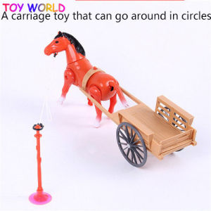 Baby Kids Electronic Novelty Toy Suit Electric Small Walking Horse Horse-drawn Car Cart Turning Toys Pull Back Carriage Gifts