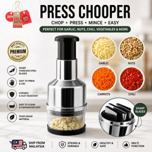 KONKA Magic Onion Garlic Chopper Cutter Press 压蒜器 Pemotong Bawang Alat Cincang Daging Sayur Kitchen Tool Hand Pressing Garlic Cutter Kitchen Chopper Kitchen Stainless Steel Vegetable Slicer Onion