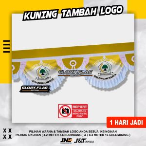CUSTOM BENDERA DEKORASI BACKGROUND TAMBAH LOGO SESUAI KEINGINAN 1 HARI JADI