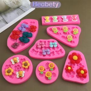 Heabety  Dễ thương phim hoạt hình hoa Bow Bee fondant Silicone khuôn DIY cupcake fondant bánh trang trí sô cô la kẹo nướng khuôn