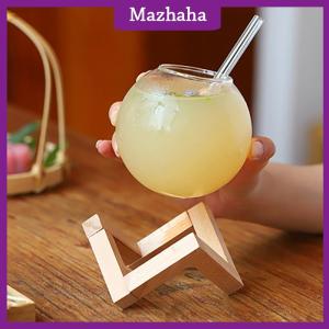 Mazhaha Cocktail cốc thủy tinh với gỗ đứng sáng tạo Thanh thủy tinh uống cốc ronud bóng Cocktail cốc trái cây Mặt Trăng nước trái cây cốc