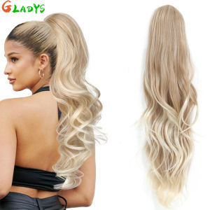 Tóc vàng Ombre 70 Cm Dây rút Phần mở rộng tóc đuôi ngựa Sóng cơ thể Tóc tổng hợp Tóc đuôi ngựa 28 inch 180g / chiếc Phần mở rộng tóc đuôi ngựa2026