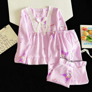 Christmas gifts Halloween Hello Kitty Girl Kuromi Cotton Home Clothes Anime Children Sanrio Autumn New Melody Kawaii Cinnamoroll Sweet Cartoon Sleepwear