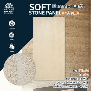 WOOD OUTLET (คลังวัสดุไม้) แผ่นติดผนัง ผนังหินเทียม PU เสมือนจริง3D รุ่น RE-01 สีครีม ผิวสัมผัสธรรมชาติ แข็งแรง ตกแต่งบ้าน ตกแต่งผนัง มีสินค้าพร้อมส่ง