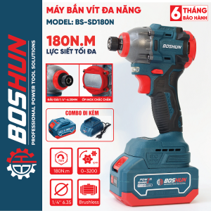 Máy chuyên vít pin BOSHUN BS-SD180N Động Cơ Lõi Đồng Không chổi than 180Nm 3 Tốc độ 3200rpm