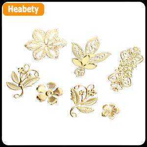 【2-3 ngày giao hàng】 50pcs cổ điển kim loại lá Filigree hoa Slice Charms DIY Craft đồ trang sức làm