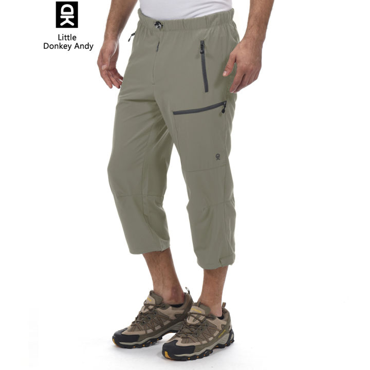 LittleDonkeyAndy Men's Quick Dry 3/4 Pants Lightweight Capri Shorts Hiking  Fishing Travel Casual