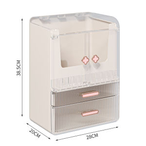 (SG Seller)Nordic minimalist style transparent cosmetic storage box dustproof large capacity desktop organizer for makeup lipsticks and skincare products