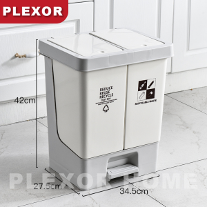 Plexor 20L Kitchen Trash Bin Pedal-Type Recycling Trash Can,Plastic Trash Can with Dual Dry and Wet Separation Compartment Garbage Sorting Trash Can with Wheels for KitchenBathroom Living Room