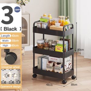 2/3/4 layer Trolley Cart Organizer Kitchen Rack Moving Rack Basket With Wheels For Kitchen