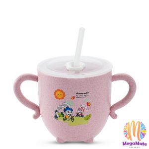 แก้วหัดดูด กันกระแทก มีฝา  ขนาด  280ml Kids Utensils