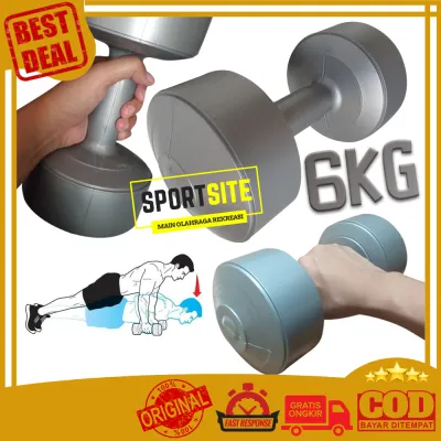 Dumbbles Barbel Plastik 6kg Alat Olahraga Fitness Gym