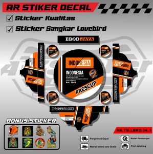Stiker Tebok Lovebird Motif Ebod Jaya - Sticker Decal Sangkar Burung Love bird AR-004