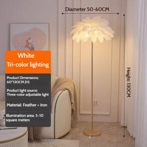 🍓🍓Feather floor lamp Nordic living room sofa bedroom decorative lamp Atmosphere lamp with electroplated base