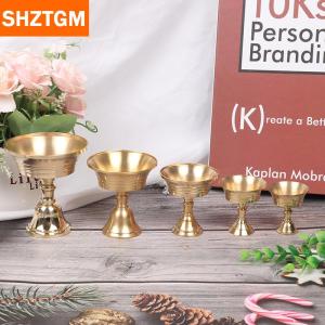 [COD] SHZTGM Multi-Size Golden copper Alloy candle Holder แท่งเทียนประดับบ้าน