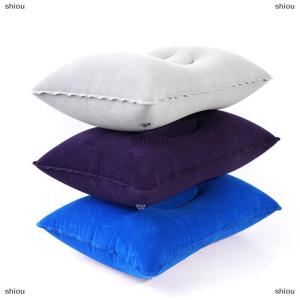[COD] shiou Inflatable Air Pillow Bed Sleeping Camping Pillow PVC Nylon Neck Pillow