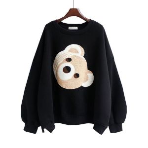 Sweater Wanita Teddie Bear Head | Korean Sweet Style Sweatshirt | Baju Wanita Lucu | Bahan Fleece | Allsize