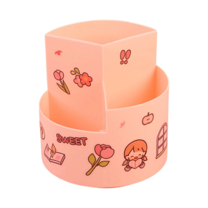 360 Degree Rotating Desk Organizer With Multiple Compartments Spacious Plastic Storage Box For Office School Home Supplies