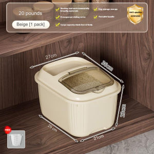 Rice bucket 5kg/10kg Nordic Rice Storage Box with Time Scale Narrow Type Rice Bucket Household sealed rice tank Barrel Sealed Dispenser for Flour Grains Kitchen Storage Container Insect-Proof