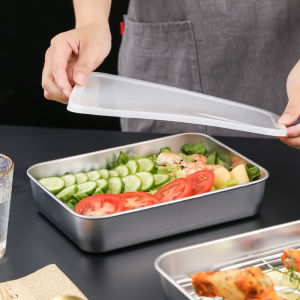 khay inox đựng thức ăn size to kèm nắp đậy