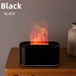 Simulation Flame Aroma Diffuser Humidifier 2 Mist Modes USB Desktop Ultrasonic Humidifier with Adjustable Fire Ambient Light Waterless Auto Off for Bedroom Office Home Decor Gift