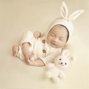 Newborn Photography Props Outfits Baby Girl Boys Knitted Romper with Hat & Doll Infant Photo Shoot Clothes for Babies
