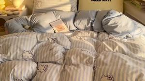 Sanrio Hello ins Wind Four-Piece Set Cute Cartoon Bed Sheet Quilt Cover Student Dormitory Bed Three-Piece Set LZD