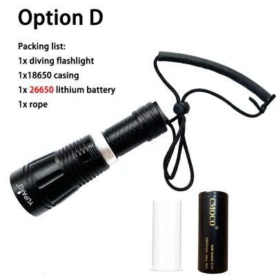 Yupard CREE L2 1188.8LM Diving Flashlight Outdoor Waterproof 80m for Camping Hiking Underwater Diving Fishing Camping Cycling