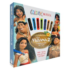 Disney Moana 2 Colouring Book Colourmania Gift Set for Kids with 7 Colour Pens (Hardcover)
