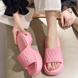 COD F806 | Sandal Wedges Wanita Dewasa Tinggi 5cm | Sendal Selop Wanita Kekinian | Sandal Wanita Anti Slip Modis Terbaru | Sandal Wedges Viral