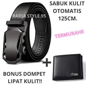 BONUS DOMPET-ikat pinggang kulit Import otomatis hitam pria sabuk kasual trendi termurah