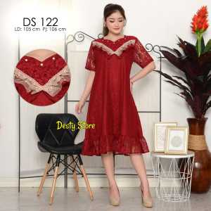 Dress Brokat  Wanita Terbaru/Baju Brokat Modern Korean Style Kekinian/Gaun Kebaya Pesta Mewah Elegan Lengan Pendek Terbaru
