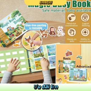 SHNGki Từ Sticker bận rộn cuốn sách cho bé giác ngộ cuốn sách Montessori đồ chơi hoạt động sách cho trẻ mới biết đi