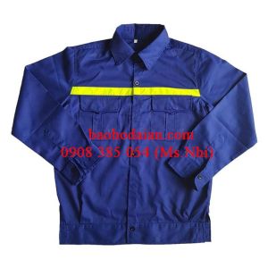 Quần áo bảo hộ lao động DN08 vải kaki Nam Định thoáng mát may kèm phản quang- Hình thật