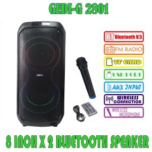GEDI-G -2801 PORTABLE BLUETOOTH PROFESSIONAL SPEAKER SYSTEM WITH 8 INCH x 2 SPEAKER