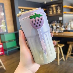 Tumbler Minum Kopi Stainless Steel SUS316 Aesthetic Smart LED 450ml - Warna Pastel