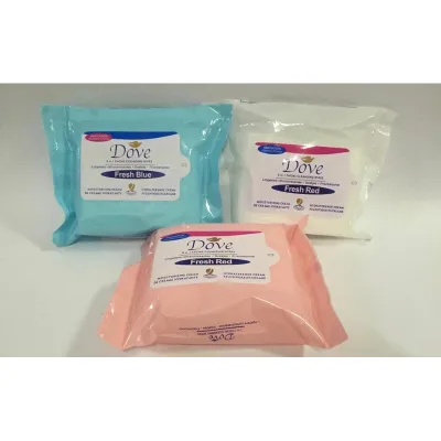 Dove wipes fresh blue white & pink facial cleansing wipes