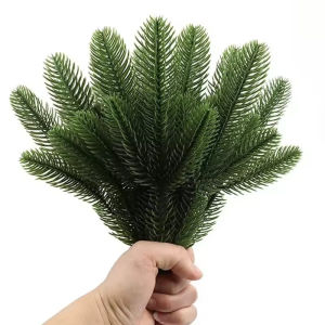 Feelife 50Pcs Christmas Artificial Pine Tree Branches Green Plants Fake Pine Greenery Stems DIY Crafts Wreath Xmas Home Garden Decor Wholesale