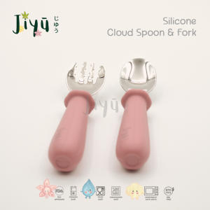 JIYU [JC-010] Silicone Stainless Cloud Spoon & Fork / Sendok & Garpu Silikon Stainless BPA FREE