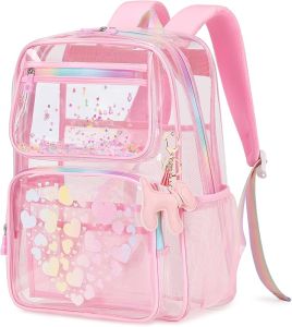 MOONBABY  Transparent Backpack for Students  Heavy Duty  TPU  Transparent Backpack  Stadium Event Approval  Transparent School Bag